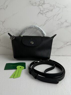 Longchamp Black Le Pliage Mini Crossbody Tote